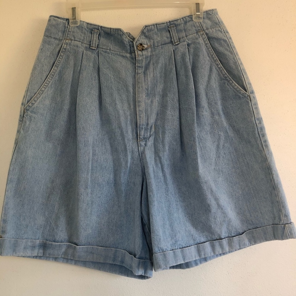Vintage French Navy High Waisted Blue Denim Short